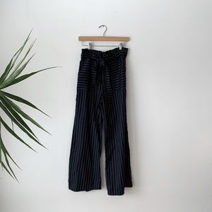 Casual Wide Leg Paper Bag Pants